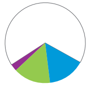 Cirkeldiagram med färgfördelning som visar på accentfärger och primärfärger.