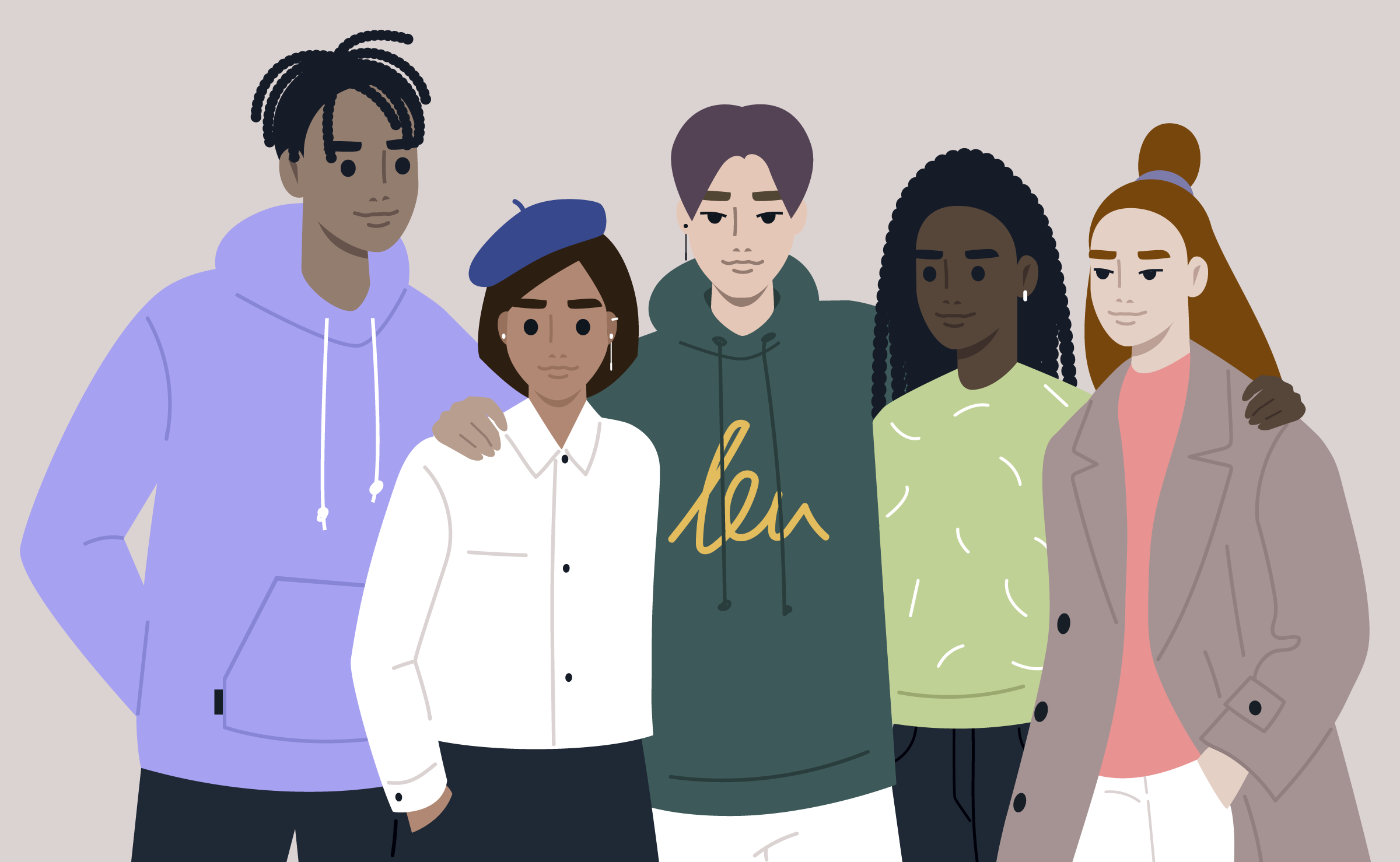 Illustration med en grupp ungdomar.