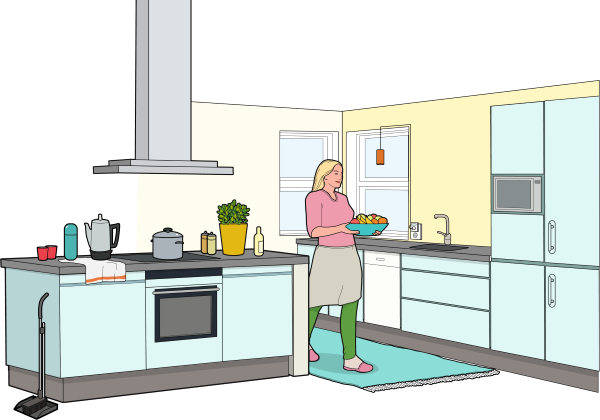 Illustration av ett kök