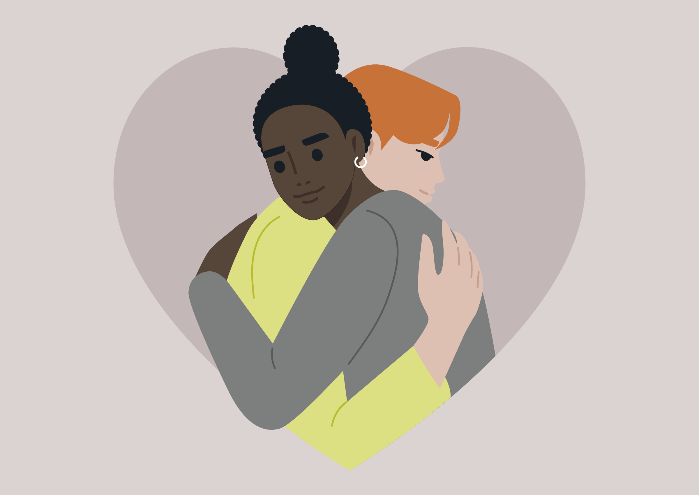 Illustration där två personer kramar varandra