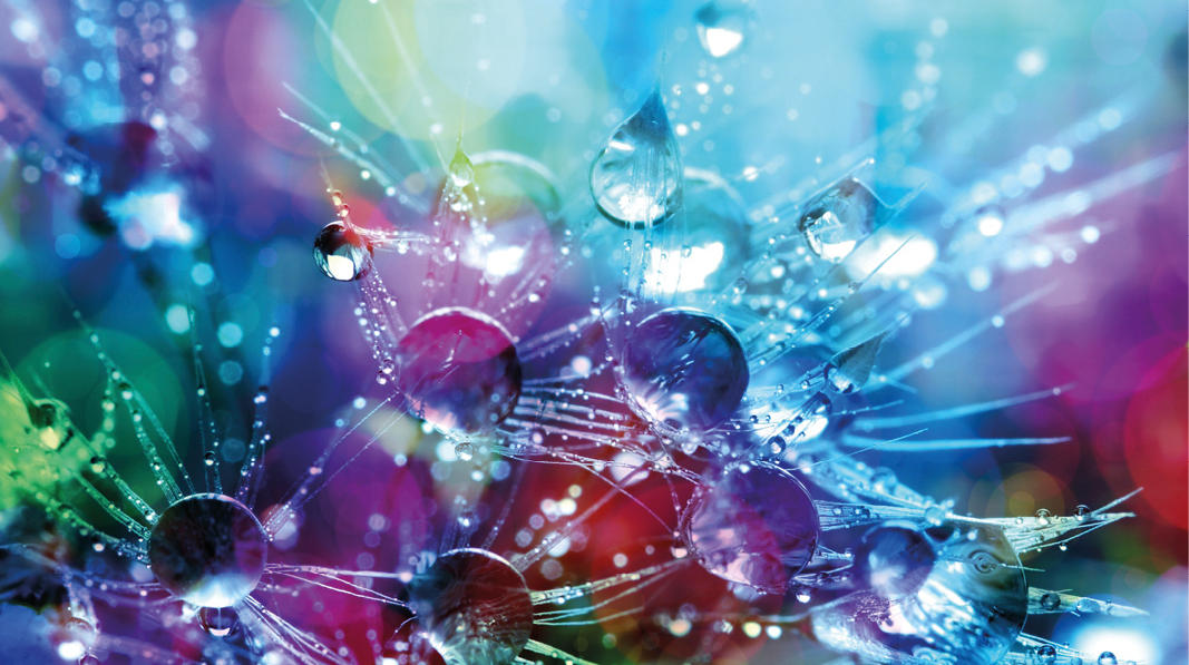 Bubblor i form av iskristaller i flera olika färger