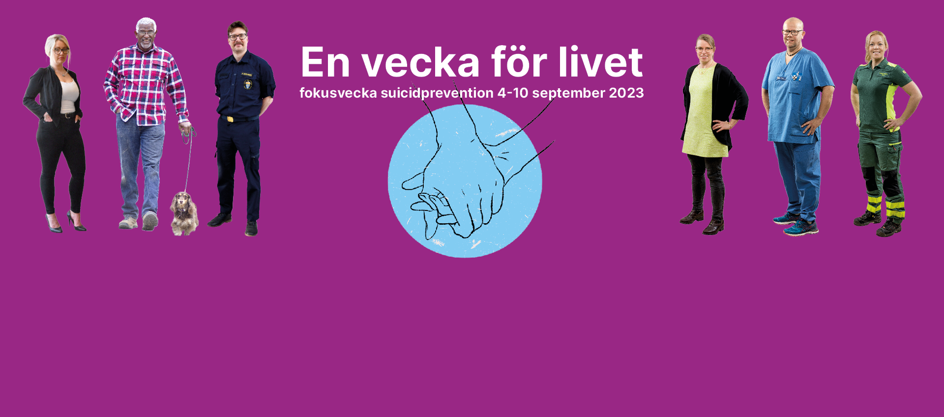En vecka för livet, vit text på lila bakgrund.